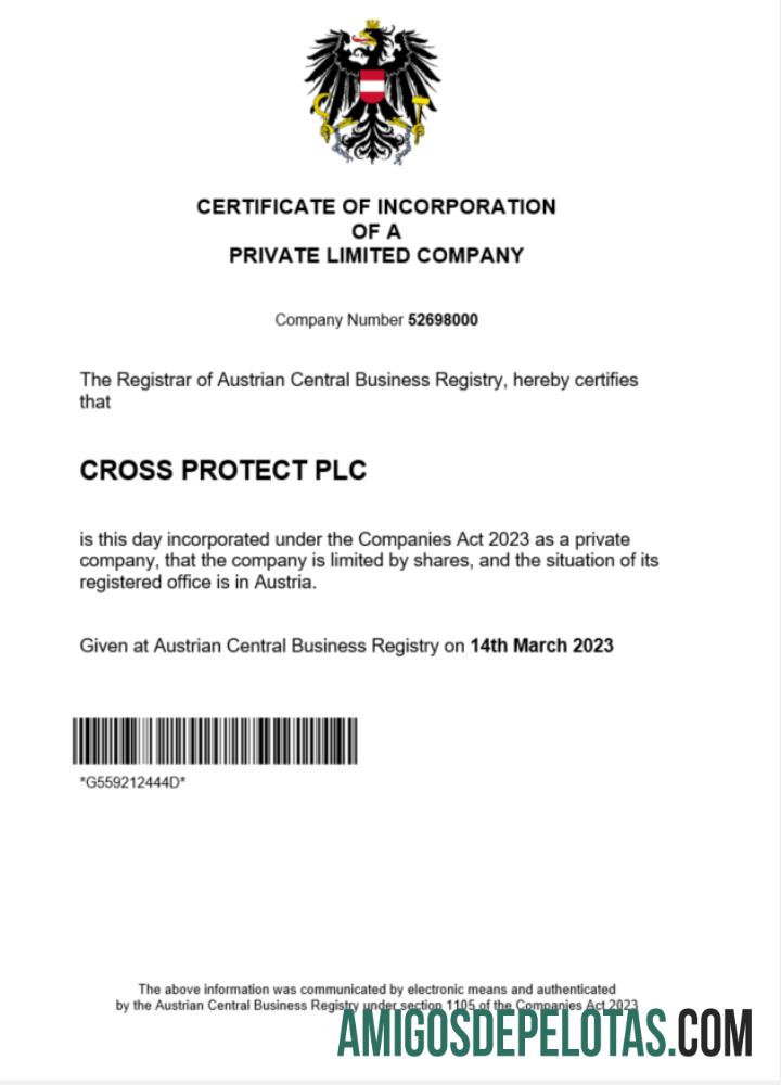 Certificado de registro da Áustria em branco modelo Word e PDF